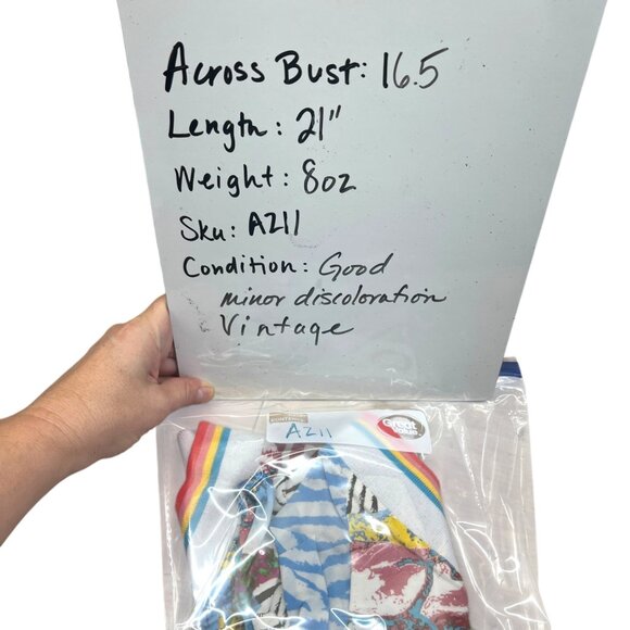 Faust Vintage Zebra Beaded Fringe Rainbow V-Neck Long Sleeve Top Size 42 US 12 - Picture 12 of 12